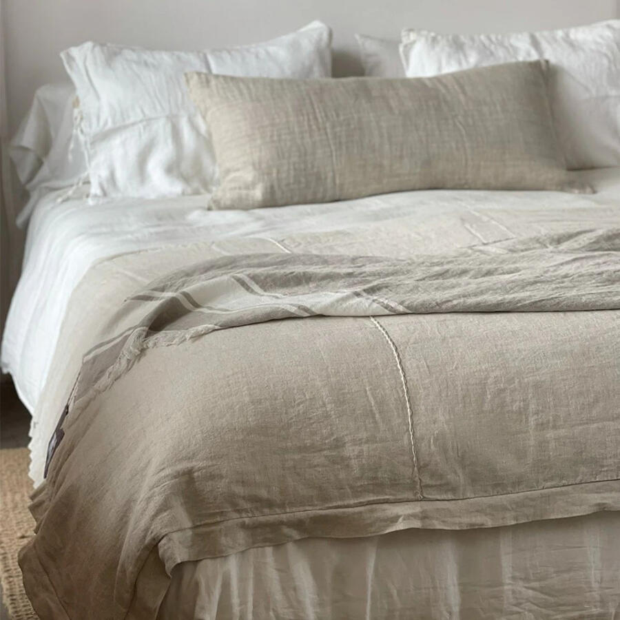 Stitch Bed Runner - Natural Sand - 47&quot; x 98 &quot;